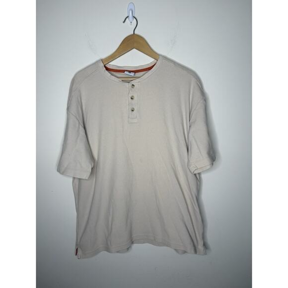 Columbia Mens Size XL Henley Short Sleeve Shirt Beige T-Shirt 3 Button - Picture 1 of 10